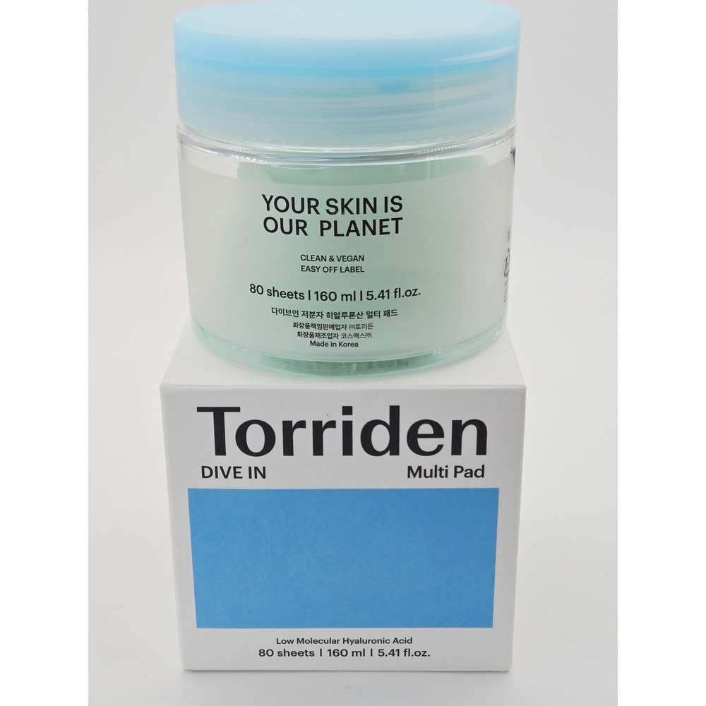 Torriden DIVE IN Multi Pad 80 Sheets Hyaluronic Acid Hydrating K-Beauty 5.41oz